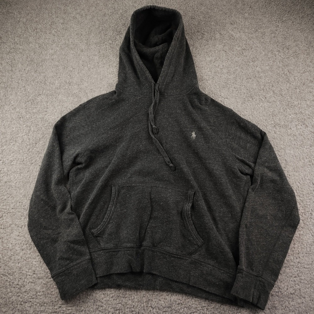 Polo Ralph Lauren Hoodie Sweatshirt Womens Large Charcoal Grey EUC